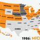 Illustration for article titled Map: Six Decades of the Most Popular Names for Boys, State-by-State
